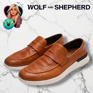 Wolf and Shepherd Swift Crossover Loafer Honey Brown Leather Mens 11 Dress Shoes